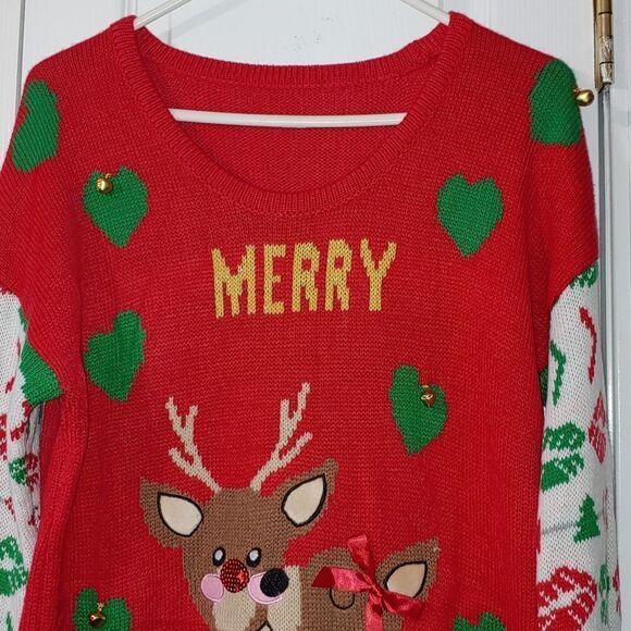 Merry Christmas Reindeer Jingle Bells Ugly Sweater - Picture 3 of 5
